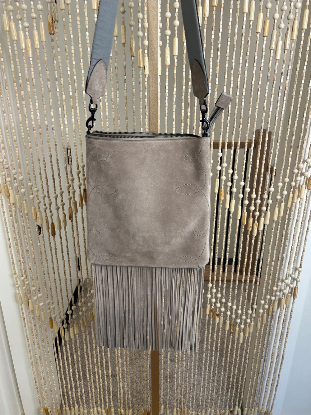 Rebecca Minkoff Taupe Fringe Suede Crossbody Bag - Picture 5 of 16